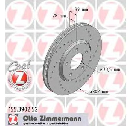 Disc frana ZIMMERMANN 155.3902.52</br>Piesa auto pentru Frana disc Disc frana ZIMMERMANN 155.3902.52</br>Piesa auto pentru Frana disc