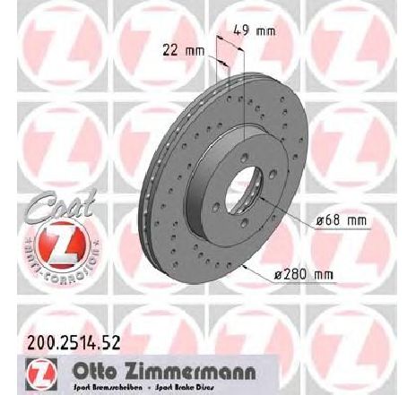 Disc frana ZIMMERMANN 200.2514.52</br>Piesa auto pentru NISSAN ALMERA Mk II (N16) 2.2 dCi Disc frana ZIMMERMANN 200.2514.52</br>Piesa auto pentru NISSAN ALMERA Mk II (N16) 2.2 dCi