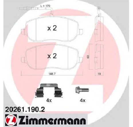 Set placute frana,frana disc ZIMMERMANN 20261.190.2</br>Piesa auto pentru Frana disc Set placute frana,frana disc ZIMMERMANN 20261.190.2</br>Piesa auto pentru Frana disc