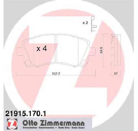 Set placute frana,frana disc ZIMMERMANN 21915.170.1</br>Piesa auto pentru Frana disc Set placute frana,frana disc ZIMMERMANN 21915.170.1</br>Piesa auto pentru Frana disc