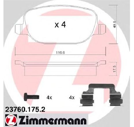 Set placute frana,frana disc ZIMMERMANN 23760.175.2</br>Piesa auto pentru Frana disc Set placute frana,frana disc ZIMMERMANN 23760.175.2</br>Piesa auto pentru Frana disc