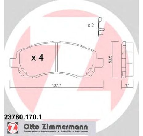 Set placute frana,frana disc ZIMMERMANN 23780.170.1</br>Piesa auto pentru Frana disc Set placute frana,frana disc ZIMMERMANN 23780.170.1</br>Piesa auto pentru Frana disc