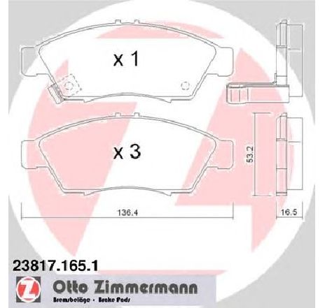 Set placute frana,frana disc ZIMMERMANN 23817.165.1</br>Piesa auto pentru Frana disc Set placute frana,frana disc ZIMMERMANN 23817.165.1</br>Piesa auto pentru Frana disc