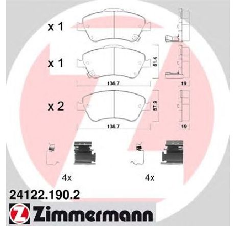 Set placute frana,frana disc ZIMMERMANN 24122.190.2</br>Piesa auto pentru Frana disc Set placute frana,frana disc ZIMMERMANN 24122.190.2</br>Piesa auto pentru Frana disc