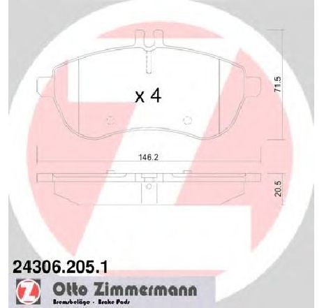 Set placute frana,frana disc ZIMMERMANN 24306.205.1</br>Piesa auto pentru Frana disc Set placute frana,frana disc ZIMMERMANN 24306.205.1</br>Piesa auto pentru Frana disc
