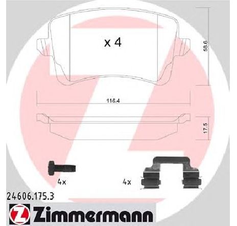 Set placute frana,frana disc ZIMMERMANN 24606.175.3</br>Piesa auto pentru Frana disc Set placute frana,frana disc ZIMMERMANN 24606.175.3</br>Piesa auto pentru Frana disc