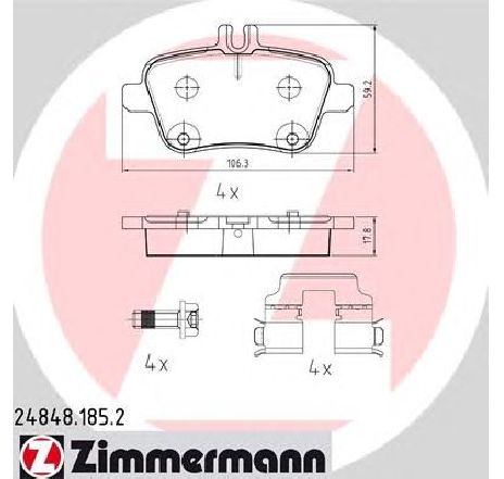Set placute frana,frana disc ZIMMERMANN 24848.185.2</br>Piesa auto pentru Frana disc Set placute frana,frana disc ZIMMERMANN 24848.185.2</br>Piesa auto pentru Frana disc