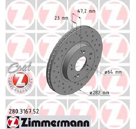 Disc frana ZIMMERMANN 280.3167.52 Disc frana ZIMMERMANN 280.3167.52