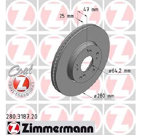 Disc frana ZIMMERMANN 280.3187.20 Disc frana ZIMMERMANN 280.3187.20