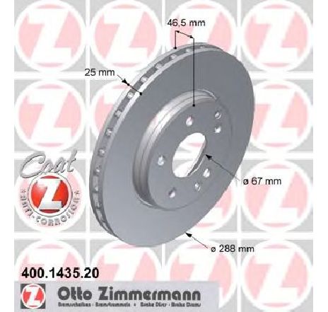 Disc frana ZIMMERMANN 400.1435.20 Disc frana ZIMMERMANN 400.1435.20