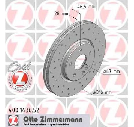 Disc frana ZIMMERMANN 400.1436.52</br>Piesa auto pentru Frana disc Disc frana ZIMMERMANN 400.1436.52</br>Piesa auto pentru Frana disc