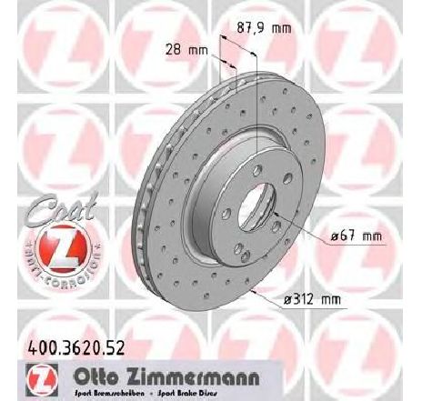 Disc frana ZIMMERMANN 400.3620.52</br>Piesa auto pentru Frana disc Disc frana ZIMMERMANN 400.3620.52</br>Piesa auto pentru Frana disc