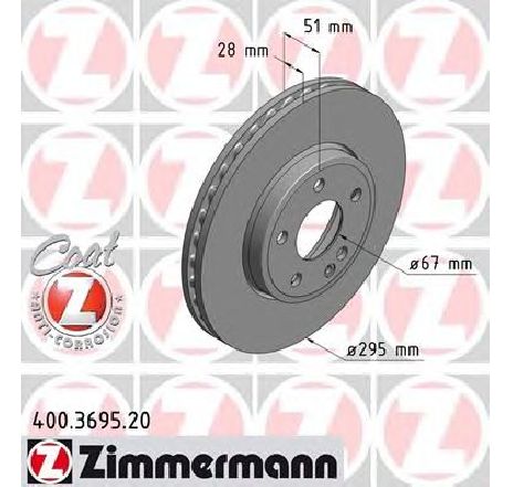 Disc frana ZIMMERMANN 400.3695.20 Disc frana ZIMMERMANN 400.3695.20