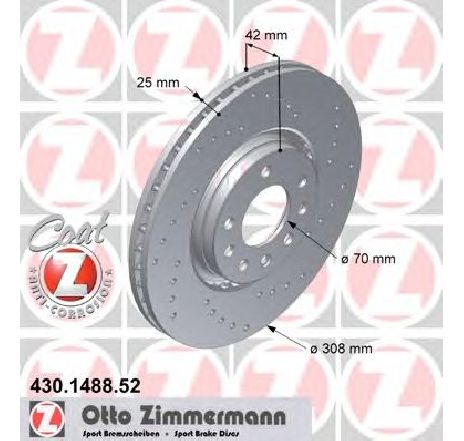 Disc frana ZIMMERMANN 430.1488.52</br>Piesa auto pentru Frana disc Disc frana ZIMMERMANN 430.1488.52</br>Piesa auto pentru Frana disc