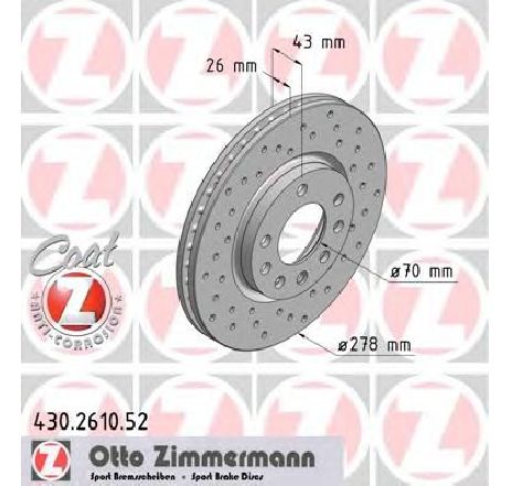 Disc frana ZIMMERMANN 430.2610.52</br>Piesa auto pentru Frana disc Disc frana ZIMMERMANN 430.2610.52</br>Piesa auto pentru Frana disc