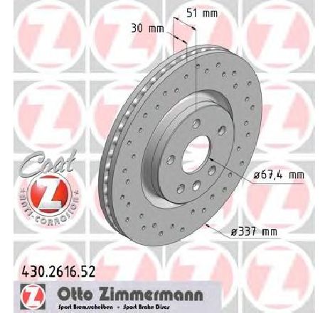 Disc frana ZIMMERMANN 430.2616.52 Disc frana ZIMMERMANN 430.2616.52