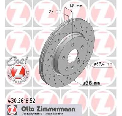 Disc frana ZIMMERMANN 430.2618.52 Disc frana ZIMMERMANN 430.2618.52