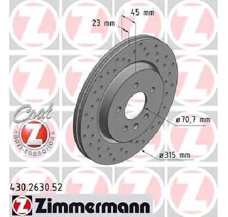 Disc frana ZIMMERMANN 430.2630.52</br>Piesa auto pentru Frana disc Disc frana ZIMMERMANN 430.2630.52</br>Piesa auto pentru Frana disc