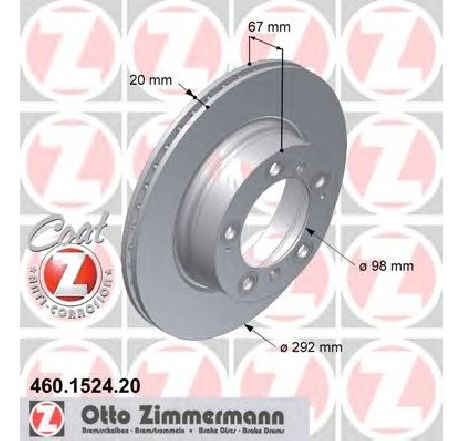 Disc frana ZIMMERMANN 460.1524.20 Disc frana ZIMMERMANN 460.1524.20