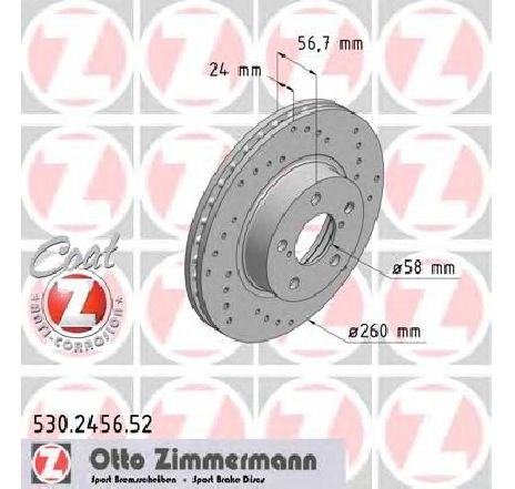 Disc frana ZIMMERMANN 530.2456.52</br>Piesa auto pentru Frana disc Disc frana ZIMMERMANN 530.2456.52</br>Piesa auto pentru Frana disc