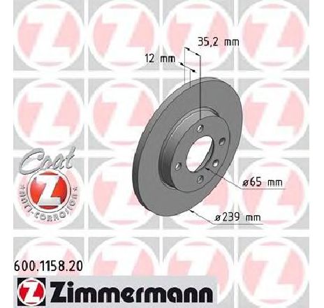 Disc frana ZIMMERMANN 600.1158.20</br>Piesa auto pentru Frana disc Disc frana ZIMMERMANN 600.1158.20</br>Piesa auto pentru Frana disc