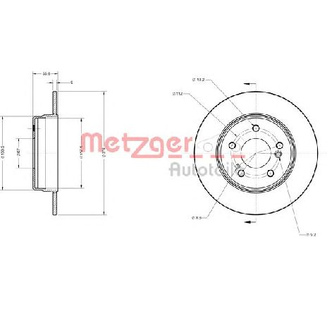 Disc frana METZGER 6110039</br>Piesa auto pentru Frana disc Disc frana METZGER 6110039</br>Piesa auto pentru Frana disc